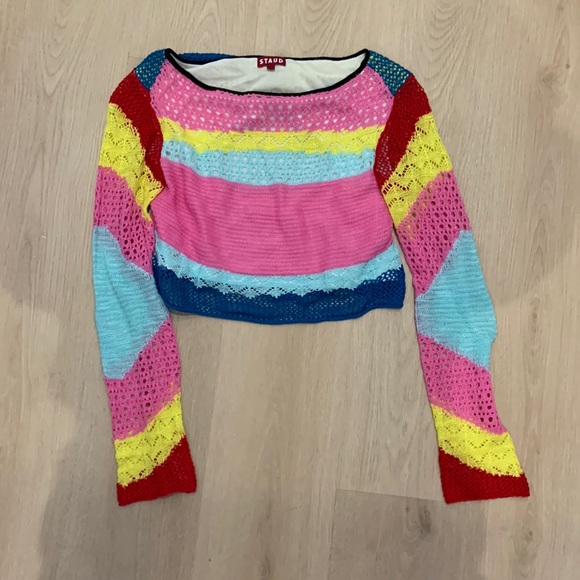Staud Rainbow Cropped Sweater - Picture 1 of 3